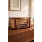 Retro Şıklık Modern Ses: Bluetooth Bağlantılı Ahşap Radyo - Vintage Tasarım Taşınabilir Hoparlör