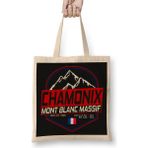 Retro Ski Chamonix Mont Blanc France Skiing And Mountain Biking Paradise 01 Bez Çanta Uzun Saplı - Açık Bej - 40 X 40