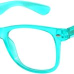 Retro Stil Güneş Gözlüğü 80'ler Klasik Vintage Unisex Nerd Renkli Çerçeve OWL ®, Glow Clear Turkuaz