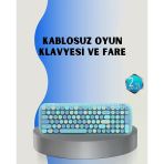 Retro Tarz Kablosuz Klavye Mouse Seti – 104 Tuşlu, Ergonomik Tasarım Mir85982041