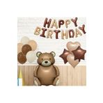 Retro Teddy Ayicikli Retro Kalp Yildiz Folyolu Mutlu Doğum Günü Yazili Doğum Günü Parti Seti Süsü