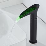 Retro Temassız Lavabo BataryasıSiyah Antik Şelale Havzası Musluğu Banyo için Renk Değişimi Sıcak ve Soğuk Mikser Muslukları Şık ve Modern Tasarım