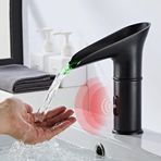 Retro Temassız Lavabo BataryasıSiyah Antik Şelale Mikser Musluklar Sıcak ve Soğuk Su için LED Renk Değişimi ile Şık Banyo Lavabo Musluğu Modern Tasarım Kurulumu Kolay