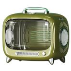 Retro TV Tasarımlı Kedi Taşıma Çantası, Sıcaklık ve Nem Göstergeli, 10 Kg'a Kadar Evcil Hayvanlar için, 3 Yönlü Havalandırma, Geniş İç Alan ve Yumuşak Ped, Hafif ve Dayanıklı (1.98kg)