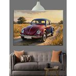 Retro Volkswagen Kaplumbağa Araba Dekoratif Kanvas - Mdf Ahşap Tablo