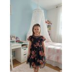 Retro Women Kız Çocuk Siyah Çiçekli Tokalı Abiye Özel Gün Doğum Günü Mezuniyet Prenses Tütülü Elbise - 5 Yaş