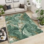 Retro Yeşil Su Akışı Alan Halısı - Kreş ve Oturma Odası için Koyu Yeşil Soyut Sanat Halı - Çocuklar için Temizlemesi Kolay Yumuşak Halılar, 180x270 cm Büyük Boy Dekor