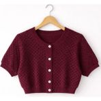 Retrobird Lou Retro Ajurlu Kısa Hırka Kadın Bordo - Standart