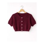 Retrobird Lou Retro Ajurlu Kısa Hırka Kadın Bordo