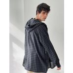 Retrobird ONL2011096 Kapüşonlu Oversize Fermuarlı Gömlek Antrasit Erkek Ceket