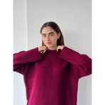 Retrobird Pinterest Oversize Basic Kazak Kadın Bordo - Standart