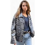 Retrobird Tasarım Brooklyn Bomber Ceket Kadın Gümüş Renkli - S - M