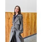 Retrobird Tasarım Ingiliz Pelerin Model Trenchcoat Ceket Kadın Piti Kareli - L - XL