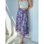 Retrobird Valerie Şifon Kloş Astarlı Uzun Etek Kadın Mavi - L - XL