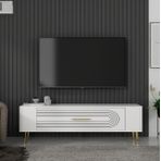 Retrol Tv Sehpası, 3Ct, Beyaz Altın