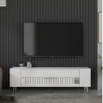 Retrolp Tv Sehpası, 4Ct, Beyaz Gümüş