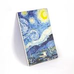 Retronote The Starry Night, Van Gogh 1889, Vintage Defter II, Çizgisiz, 96 Sayfa, İplik Dikiş, Esnek Kapak, Yaldızlı Oval Kenar, Tuval Doku, 90 gram, Fildişi Renk, 14,8x21x1cm