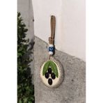 Revard Home Nazar Boncuklu Seramik Zeytin Dalı Figürlü El Yapımı Dekoratif Daire Duvar Süsü Eşyası 11X12 CM