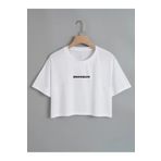 Revasser Kadın Brooklyn Renkli Özel Baskılı Oversize Pamuk Bisiklet Yaka Penye Crop T-Shirt