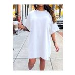 Revasser Kadın Düz Renkli Uzun Basic Elbise Oversize T-Shirt