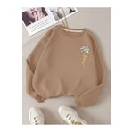 Revasser Kadın HAPPY Daısy Özel Renkli Oversize Bisiklet Yaka Pamuklu Sweatshirt