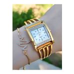 Revello Özel Tasarım Altin Kaplama Bayan Kol Saati+ Bileklik Lady Wristwatch