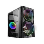 REVENGE MAGIC 300W TEMPERLI CAM SIYAH 2 x Rainbow Fanlı Atx Kasa