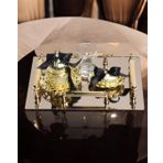 Reverence Gold Damat Fincan Kahve Tepsisi Siyah