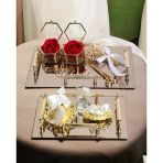Reverence Gold Söz Tepsisi ve Damat Tepsisi Seti Beyaz