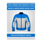 Revertech Mavi-Beyaz Yazlık Fileli Motosiklet Montu Ce Korumalı Nefes Alan Hafif Mont + Buff Ve Anahtarlık Hediyeli