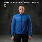 Revertech Mavi Yazlık Fileli Kadın Motosiklet Montu Buff ve Anahtarlık Hediyeli