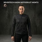 Revertech Siyah Yazlık Fileli Kadın Motosiklet Montu Buff ve Anahtarlık Hediyeli