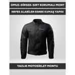 Revertech Siyah Yazlık Fileli Motosiklet Montu Ce Korumalı Nefes Alan Hafif Mont Buff ve Anahtarlık Hediyeli - 2XL