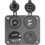 Revex 12V 2 Şarj Soketi+Çakmaklık+Voltaj Göstergesi+On-Off Düğmeli Kontrol Paneli
