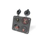 REVEX KAMP&KARAVAN AKSESUARLARI 12v 2 Şarj Soketi+çakmaklık+voltaj Göstergesi+on-off Düğmeli Kontrol Paneli kırmızı ışık rengi