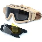Revision Taktik Gözlük 3 Lensli Koruyucu Maske / Tactical Askeri Gözlük / Airsoft ve Motosiklet Gözlüğü - Bej - Standart