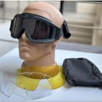 Revision Taktik Gözlük 3 Lensli Koruyucu Maske / Tactical Askeri Gözlük / Airsoft ve Motosiklet Gözlüğü - Siyah-Siyah - Standart