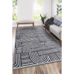 Revna Antrasit Yıkanabilir Halı – Kaydırmaz Taban, Pamuk Dokuma, Salon Mutfak Koridor için Uygun - 180 x 230 cm