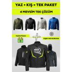 Revo 4 Mevsim Tek Paket Motosiklet Montu – Yazlık Fileli + Kışlık Mont + Yağmurluk + Polar - 2XL