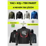 Revo 4 Mevsim Tek Paket Motosiklet Montu – Yazlık Fileli + Kışlık Mont + Yağmurluk + Polar - XL