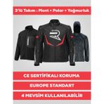 Revo Hawk Kırmızı 3 Katmanlı 4 Mevsim Unisex Motosiklet Montu CE Korumalı Reflektörlü - 3XL