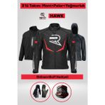 Revo Hawk Kırmızı 3 Katmanlı 4 Mevsim Unisex Motosiklet Montu + ELDİVEN VE BUFF HEDİYELİ
