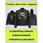 Revo Hawk Neon Sarı 3 Katmanlı 4 Mevsim Unisex Motosiklet Montu CE Korumalı Reflektörlü - 2XL