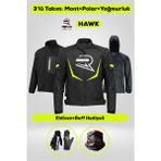 Revo Hawk Neon Sarı 3 Katmanlı 4 Mevsim Unisex Motosiklet Montu CE Korumalı Reflektörlü - XL