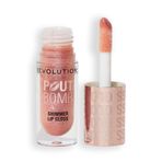 Revolution Beauty London, Pout Bomb Shimmer Gloss, High-Shine Lip Gloss & Shimmer for Glossy Lips with Hyaluronic Acid & Sweet Vanilla Scent, Glimmer Nude, 0.15 oz