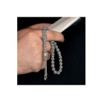 RevSilver 925 Ayar Saf Gümüş Tespih Mini Firuze Taşı Işlemeli 40g Damla Püsküllü
