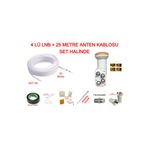 Rewel Dörtlü Lnb ve 25 Metre Anten Kablosu Set Halinde Fullhd 4K Uyumlu Set-08