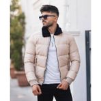 Rex Moda Kürk Yaka Suni Deri Crop Mont - Bej