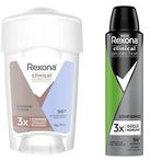 Rexona Clinical Protection Shower Clean 45 ml Kadın Stick Deodorant ve Men Clinical Protection 150 ml Erkek Sprey Deodorant