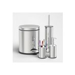 REYKA HİJYEN 4 Lü Banyo Seti 3 Lt Metal Çöp Kovası Takımı Paslanmaz